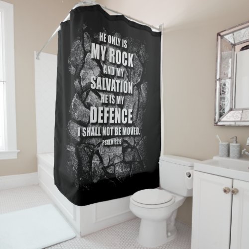 GOD My Rock  Salvation â Christian Faith Verse   Shower Curtain
