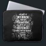 GOD My Rock & Salvation – Christian Faith Verse  T Laptop Sleeve<br><div class="desc">Faith-based Christian Bible verse quote from Psalms 62:6, “He only is my rock and my salvation: he is my defence; I shall not be moved.” Featuring monotone black and white rocks and stones spiritual religious graphic design. Spread good news God and the Gospel for youth, teens, men, and women. Great...</div>
