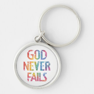 God Never Fails – Rainbow Christian Typography Keychain