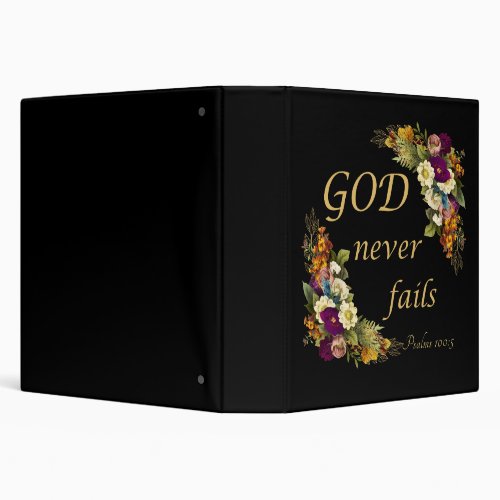 GOD Never Fails  Womens Christian Faith Bible   3 Ring Binder