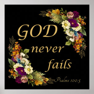 GOD Never Fails – Women’s Christian Faith Bible Poster