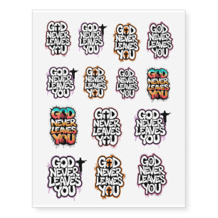 "God Never Leaves You" Christian Temporary Tattoos