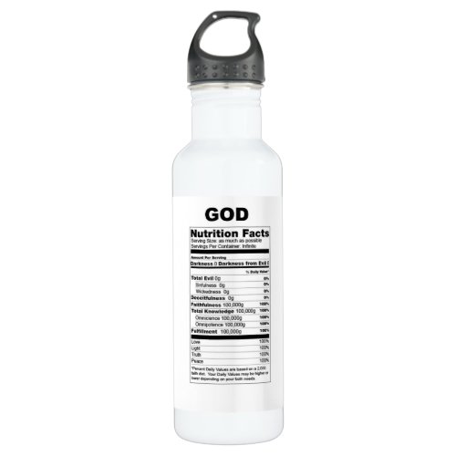 God Nutrition Facts Water Bottle