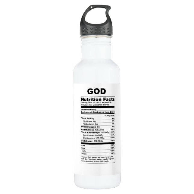 God: Nutrition Facts Water Bottle (Front)