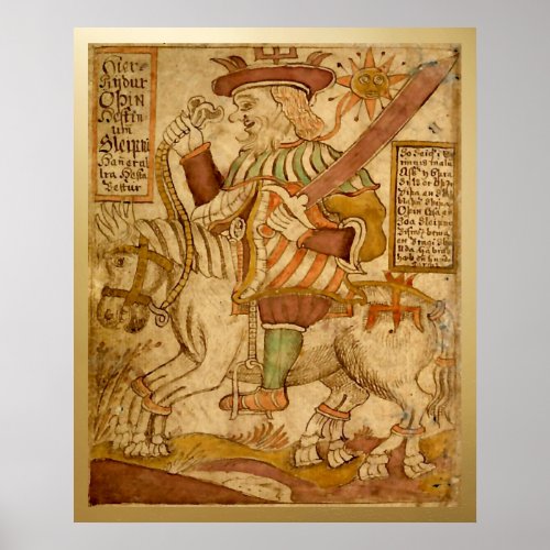 God Odin on his Eight_legged Horse Sleipnir _ 2 Poster
