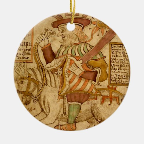 God Odin on his Eight_legged Horse Sleipnir _ 4 Ceramic Ornament