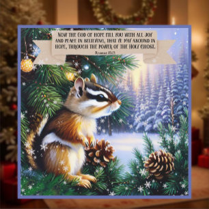God Of Hope Bible Verse Chipmunk Christmas Holiday Card