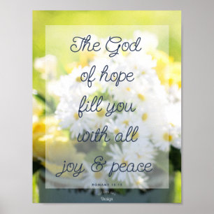 God of Hope Quote White Flower Photography Poster