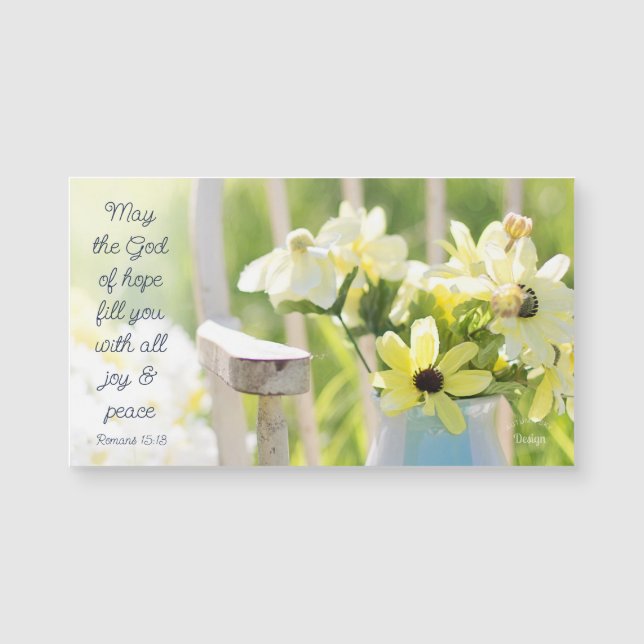 God of Hope Quote Yellow Flower Photography Magnet (Front)