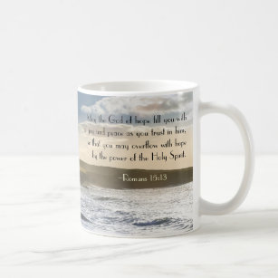 God of Hope, Romans 15:13 Bible Verse, Irish Coast Coffee Mug