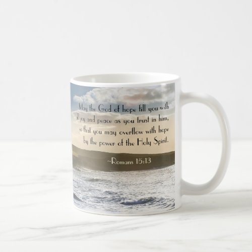 God of Hope Romans 1513 Bible Verse Irish Coast Coffee Mug