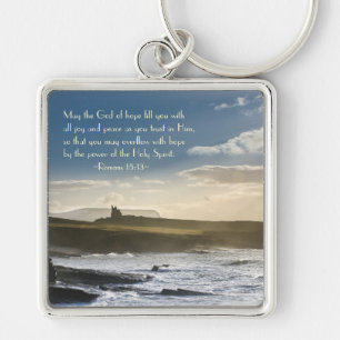 God of Hope, Romans 15:13 Bible Verse, Irish Coast Keychain