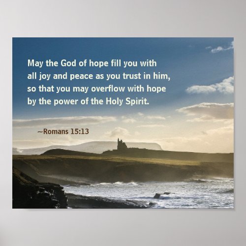 God of Hope Romans 1513 Bible Verse Irish Coast Poster