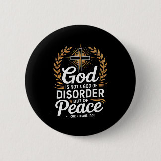 God Of Peace 1 Corinthians 14_33 Christian Cross Button