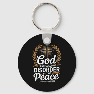 God Of Peace 1 Corinthians 14_33 Christian Cross Keychain