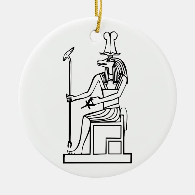 God of water, Egyptian hieroglyph Ceramic Ornament (Front)