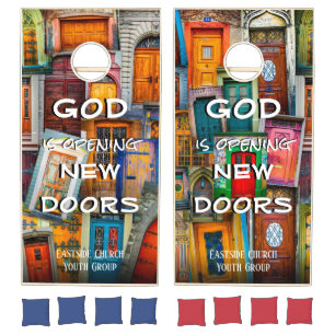 God Open Doors Inspirational Custom Group Event Cornhole Set