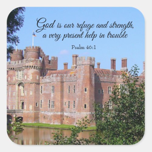 God our refuge and strength square sticker