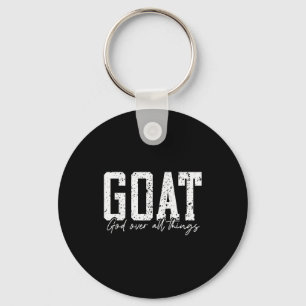 God Over All Things Jesus Goat Cool Inspirational Keychain