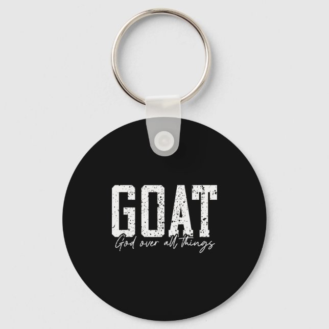 God Over All Things Jesus Goat Cool Inspirational  Keychain (Front)