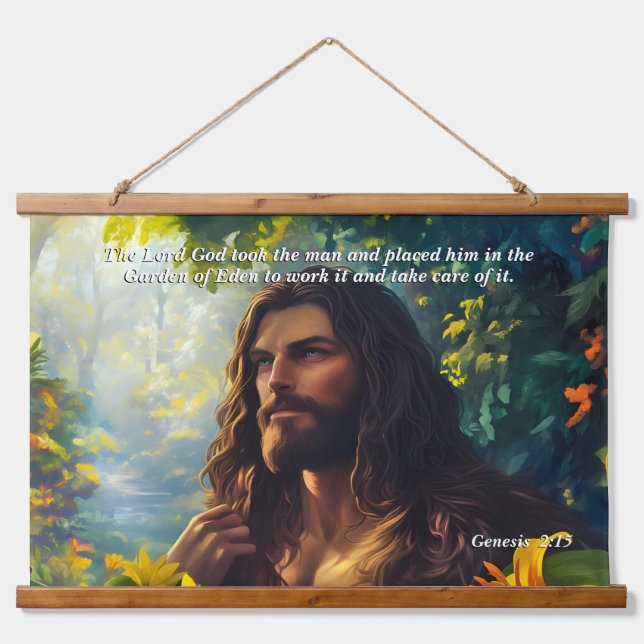 God Placed Man in the Garden, God & Creation Verse Hanging Tapestry (Front)