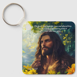 God Placed Man in the Garden, God & Creation Verse Keychain