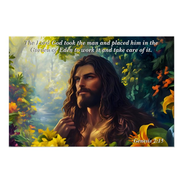 God Placed Man in the Garden, God & Creation Verse Poster (Front)