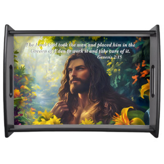 God Placed Man in the Garden, God & Creation Verse Serving Tray