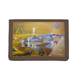 God Playing Chess Game Tri-fold Wallet