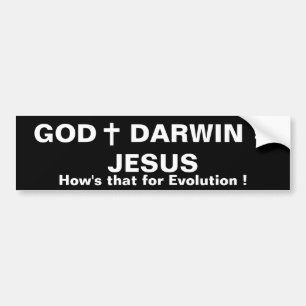 GOD PLUS DARWIN = JESUS BUMPER STICKER