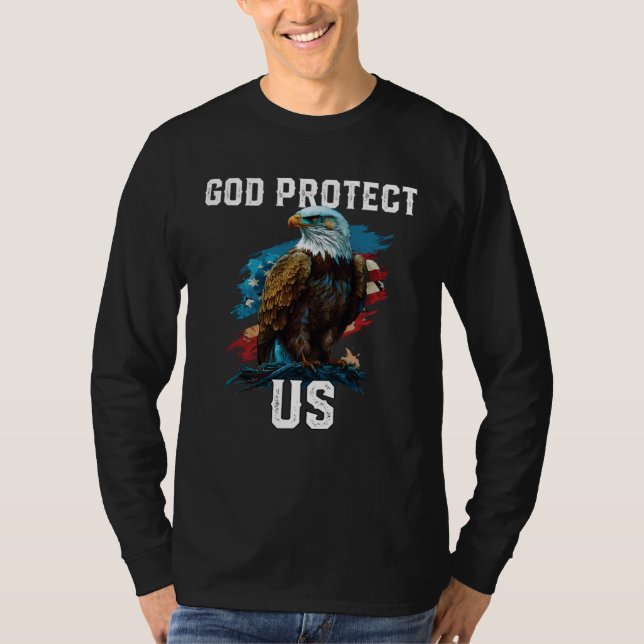 God Protect US American Bald Eagle Christian 4th O T-Shirt (Front)