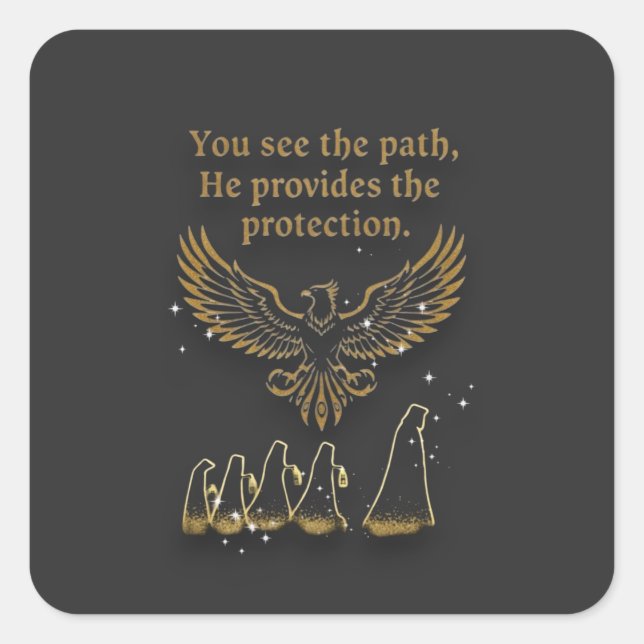 God protection square sticker (Front)