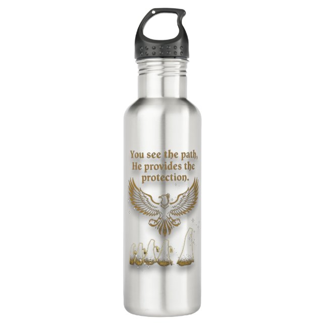 God protection stainless steel water bottle (Front)