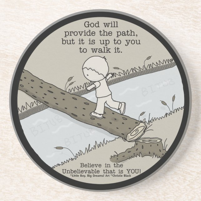 God Provides a Path Sandstone Coaster (Front)
