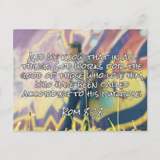 God Quotes: Rom. 8:28 -- "God Works For Good" Postcard