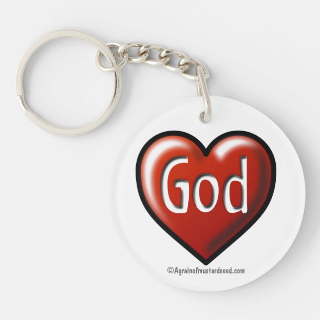GOD red heart Keychain (Front)