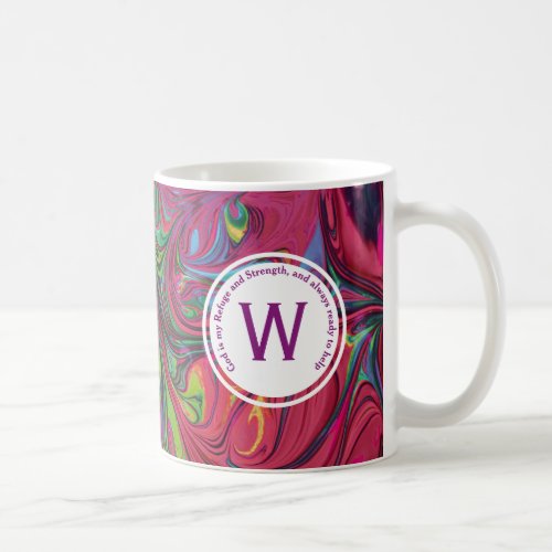 GOD REFUGE STRENGTH Abstract Monogram Custom PINK Coffee Mug