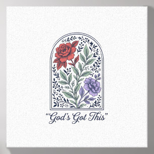 God’s Got This Vintage Floral Faith Canvas Photo Tile