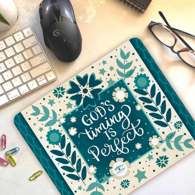 God’s Timing Inspiring Floral Quote Mouse Pad (Creator Uploaded)
