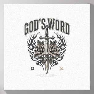 God’s Word Sword & Roses Vintage Christian Canvas Photo Tile