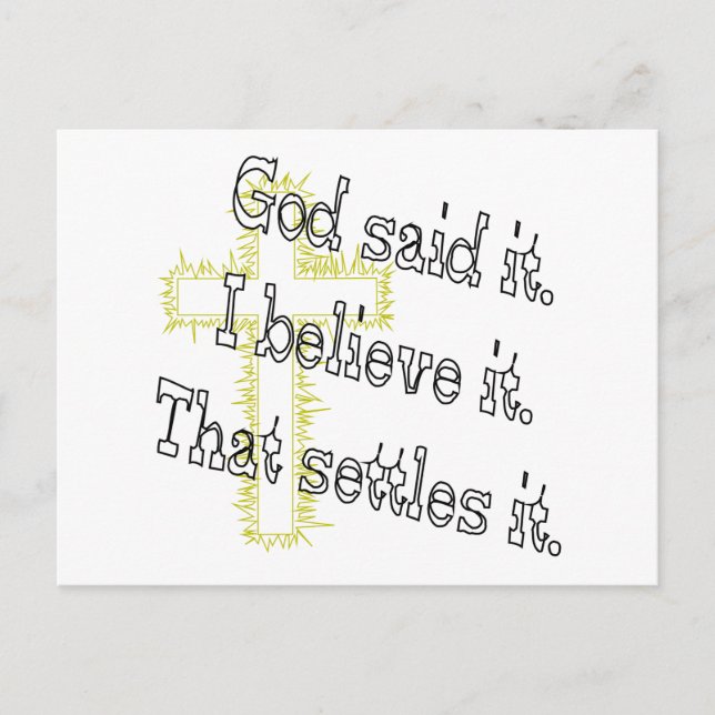 God Said It Gold Cross Postcard (Front)