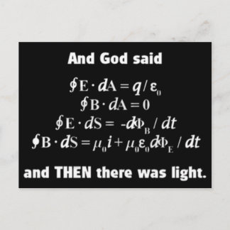 God Said Let There Be Light Religious Satire Postcard