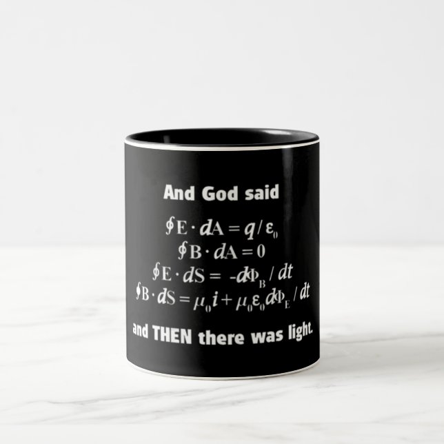 God Said Let There Be Light Religious Satire Two-Tone Coffee Mug (Center)