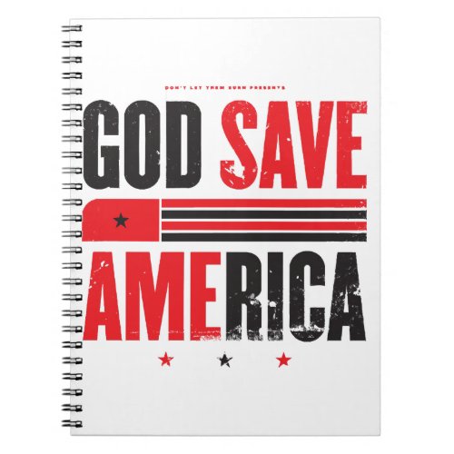 God Save America Black and Red  Notebook