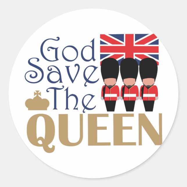 God Save Queen Classic Round Sticker (Front)