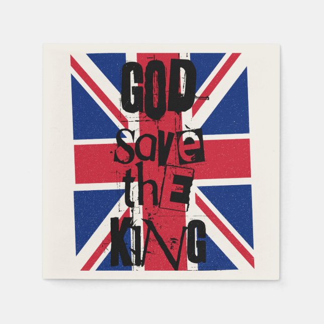 God Save The King Charles British Royal Monarch   Napkins (Front)