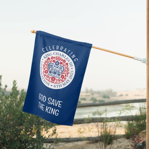 GOD SAVE THE KING Charles III Coronation Blue House Flag