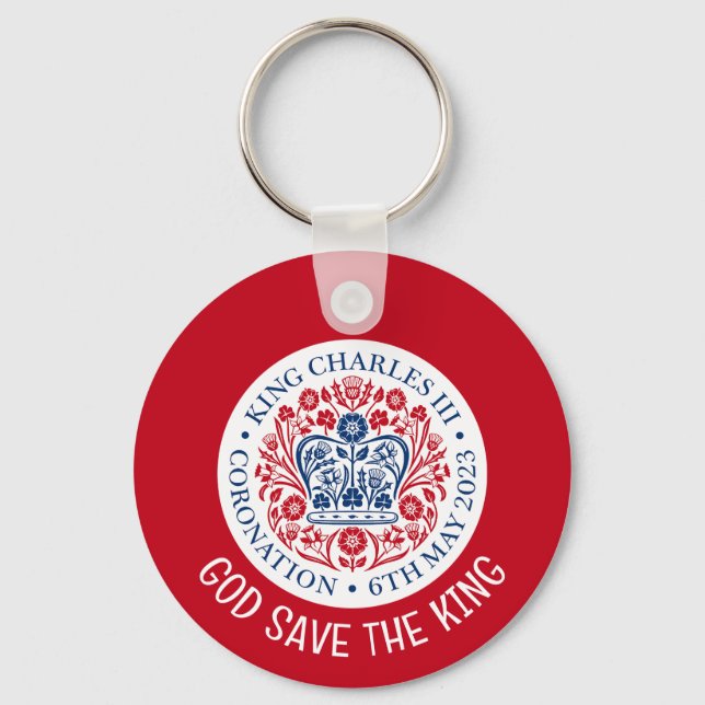 GOD SAVE THE KING Charles III Coronation Red Keychain (Front)