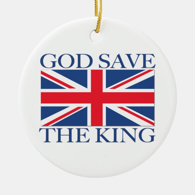God Save the King with Union Jack Ceramic Ornament (Front)