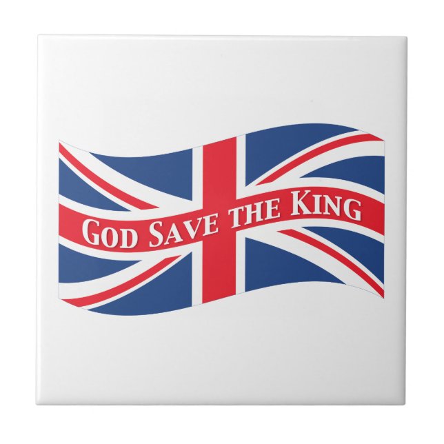 God Save the King with Union Jack Ceramic Tile (Front)